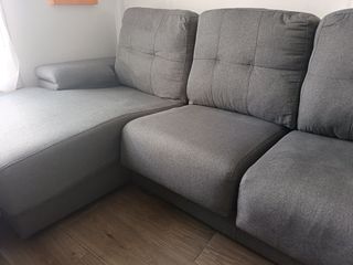 Sofá chaise longue gris - 3 plazas