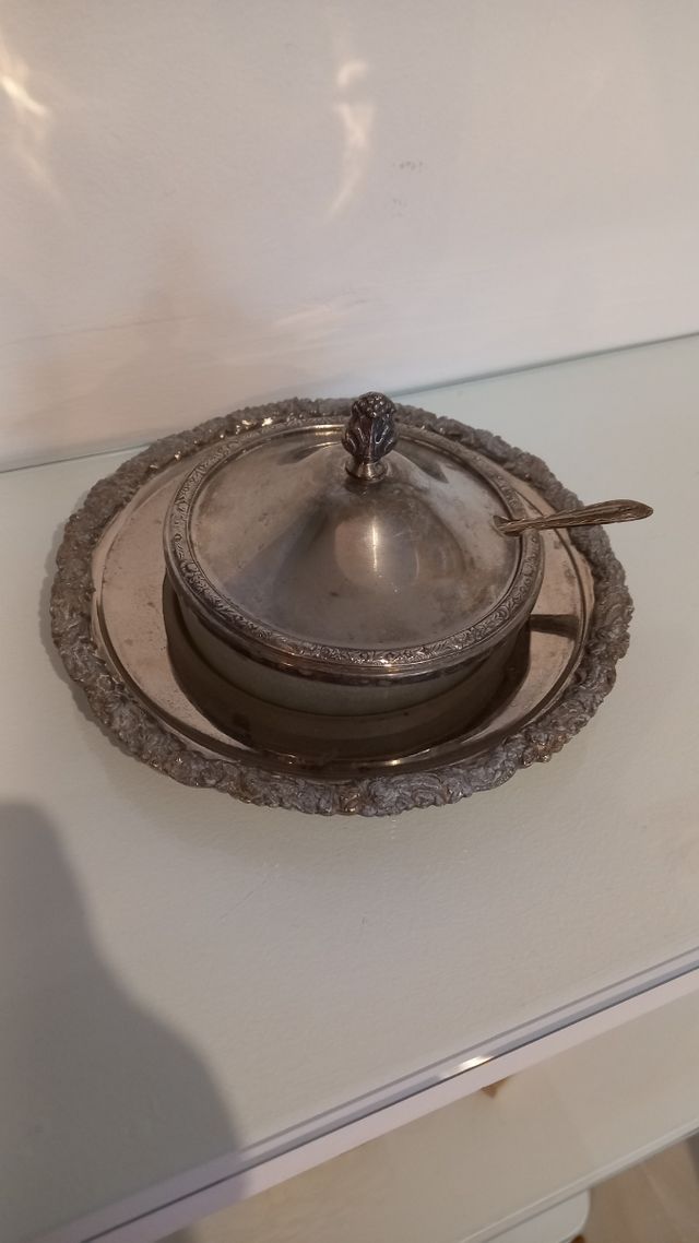 Mantequillera vintage plata