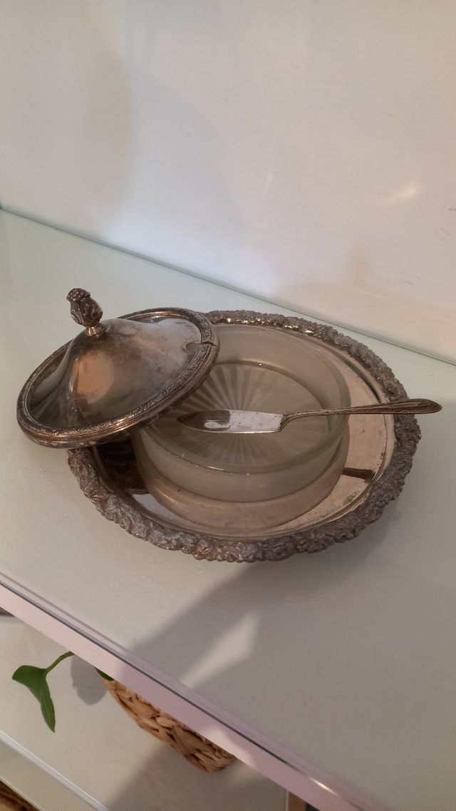 Mantequillera vintage plata