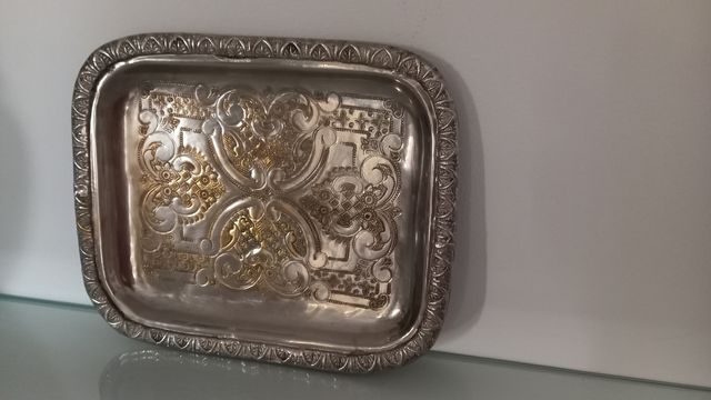 Bandeja metal plateada