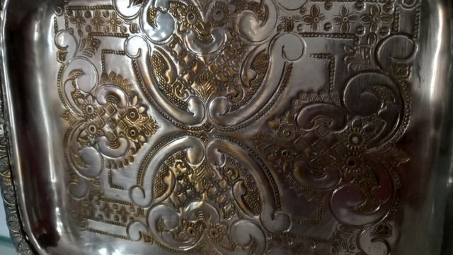 Bandeja metal plateada