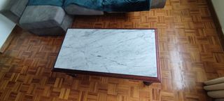 Mesas de centro mármol-madera y mesa auxiliar