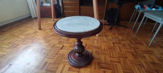 Mesas de centro mármol-madera y mesa auxiliar
