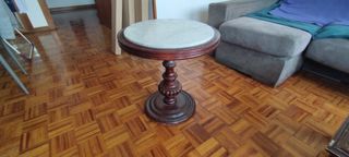 Mesas de centro mármol-madera y mesa auxiliar
