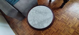 Mesas de centro mármol-madera y mesa auxiliar