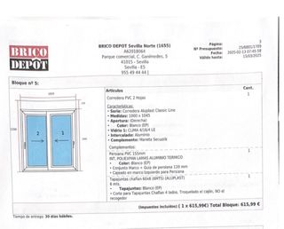 Ventana PVC corredera 100x1045