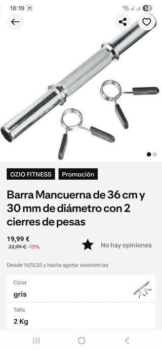 Soporte mancuernas, 6 barras, discos y cierre
