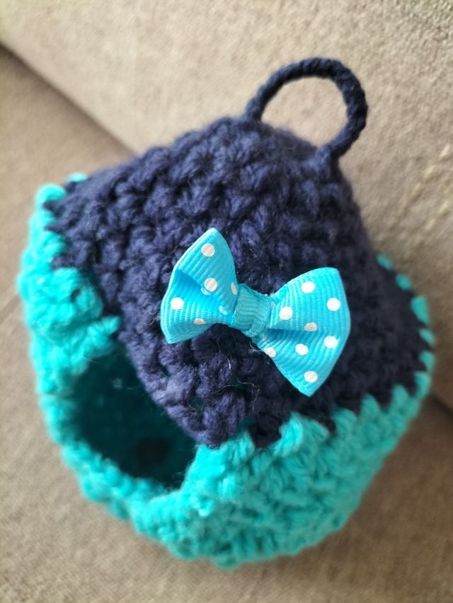 Saquito nido pajaros azul turquesa