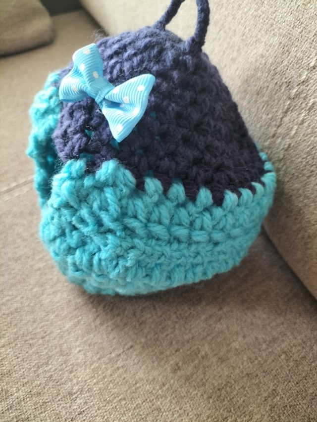 Saquito nido pajaros azul turquesa