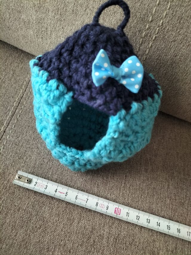 Saquito nido pajaros azul turquesa