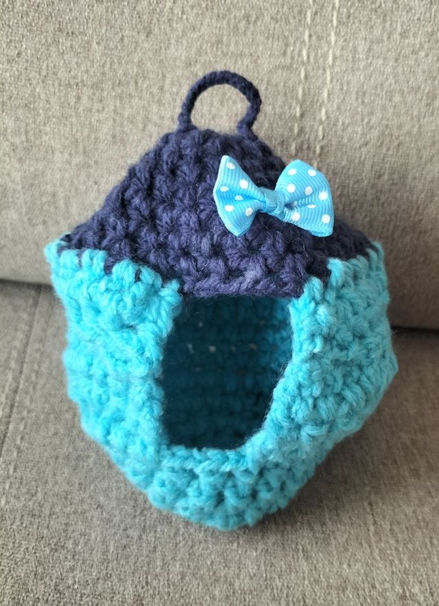 Saquito nido pajaros azul turquesa