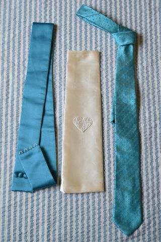 Vestido novia talla 46 - Blanco con una banda azul