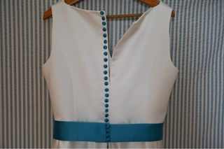 Vestido novia talla 46 - Blanco con una banda azul