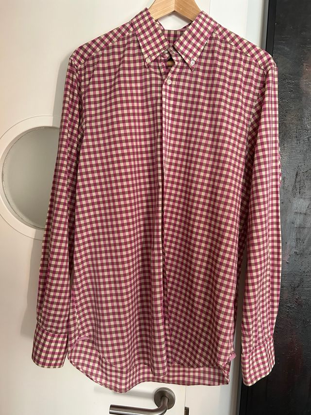 Camisa Massimo Dutti cuadros rosa-beige