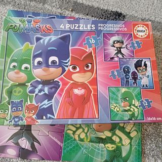 4 Puzzles varios (16, 12, 9, 6 piezas)