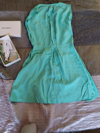 Vestido Sita Murt plisado turquesa