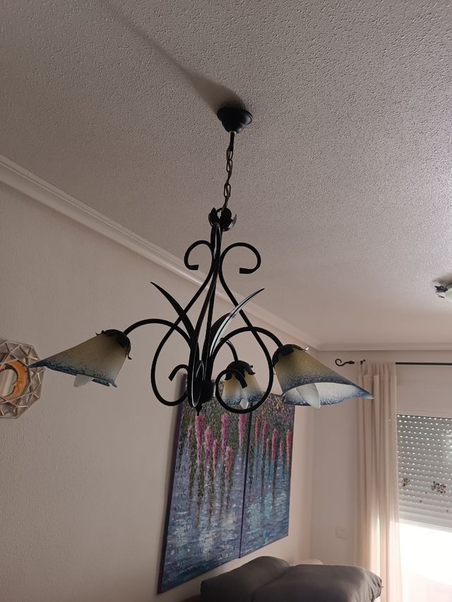 Lámpara techo 3 luces - Metal y cristal