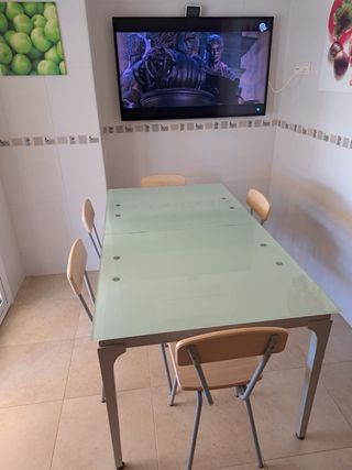 Mesa cristal moderna - 6 sillas