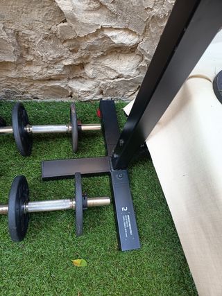 Banco musculación - Barra mancuernas