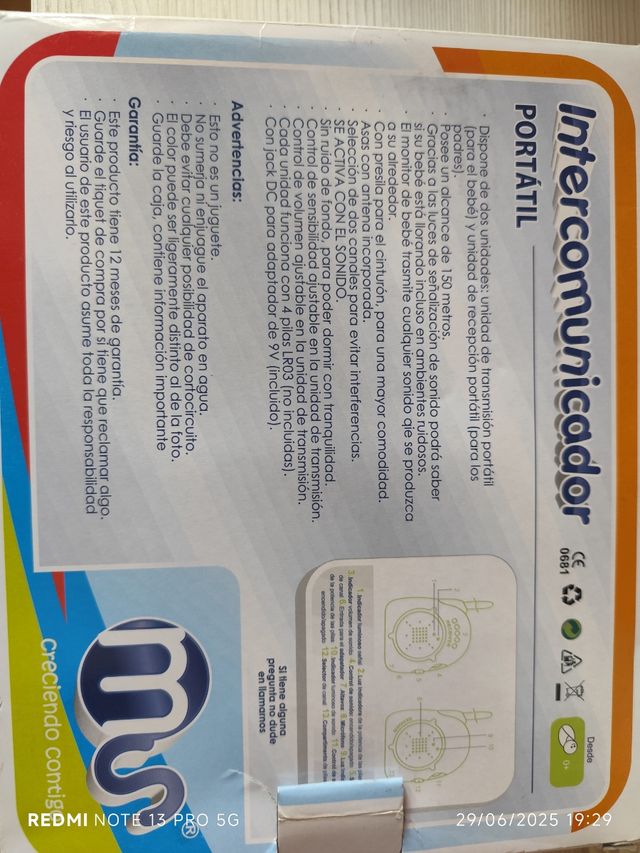 Intercomunicador bebé Portátil 150m