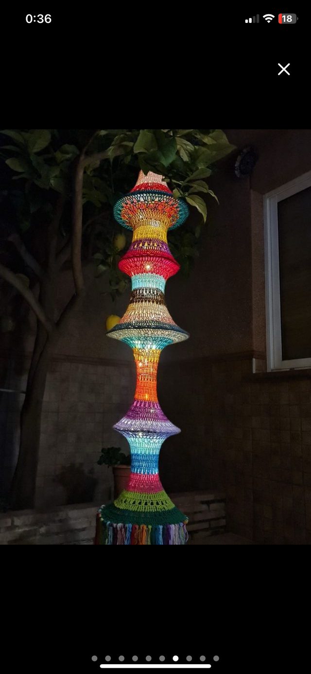 Lampara crochet multicolor hecha a mano