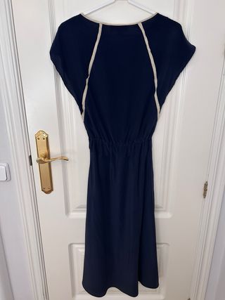 Vestido Scali seda azul vintage T-S