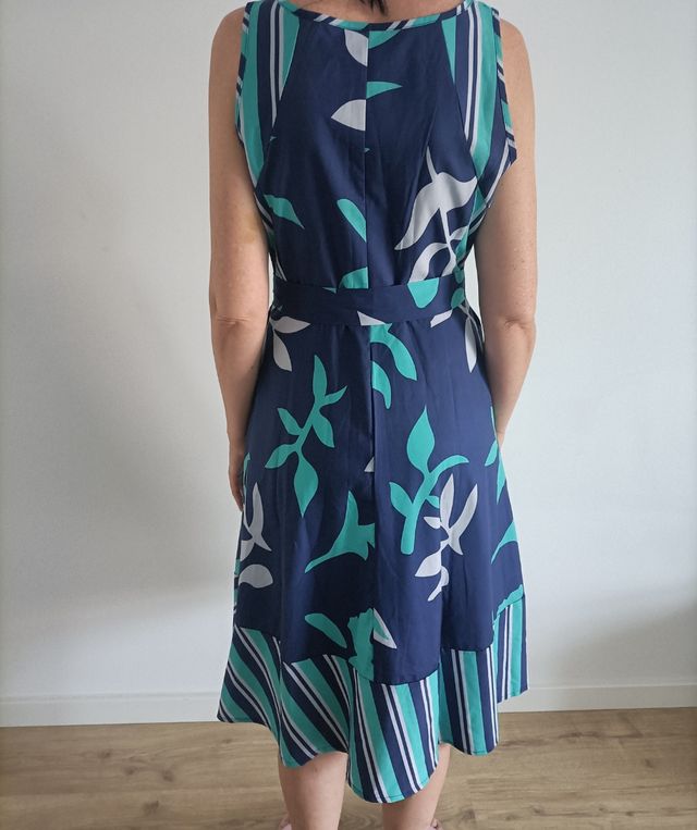 Vestido azul y verde agua