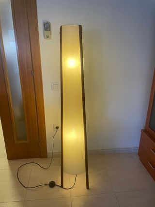 Lámpara pie vintage - Madera y tela