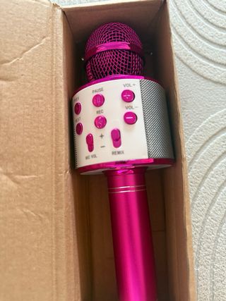 Micrófono Karaoke Portátil Rosa WS-858