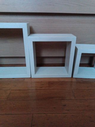 3 Mensole quadrate bianche in legno