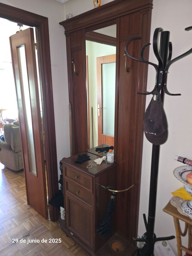 Mueble recibidor madera espejo