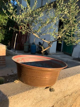 Vaso/cesto/bacinella in rame antico