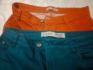 Pantalones pitillo Denim Co. - Naranja y Verde azu