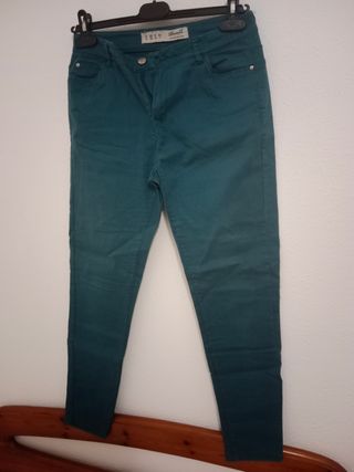 Pantalones pitillo Denim Co. - Naranja y Verde azu