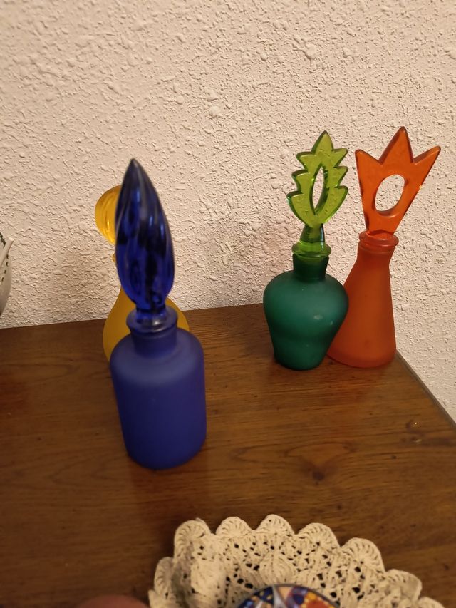 Botellas cristal vintage coloreadas