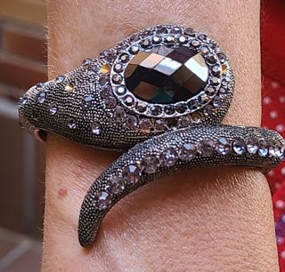 Pulsera Serpiente Plata Negra