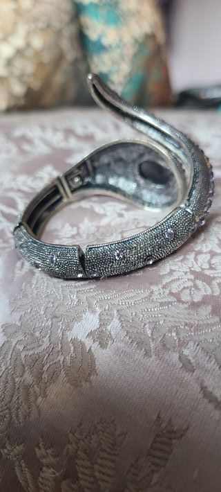 Pulsera Serpiente Plata Negra