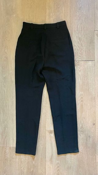 Pantalón traje pinzas negro mujer