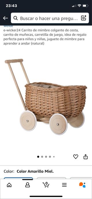 Carrito mimbre bebé - Juguete andar bebe arras
