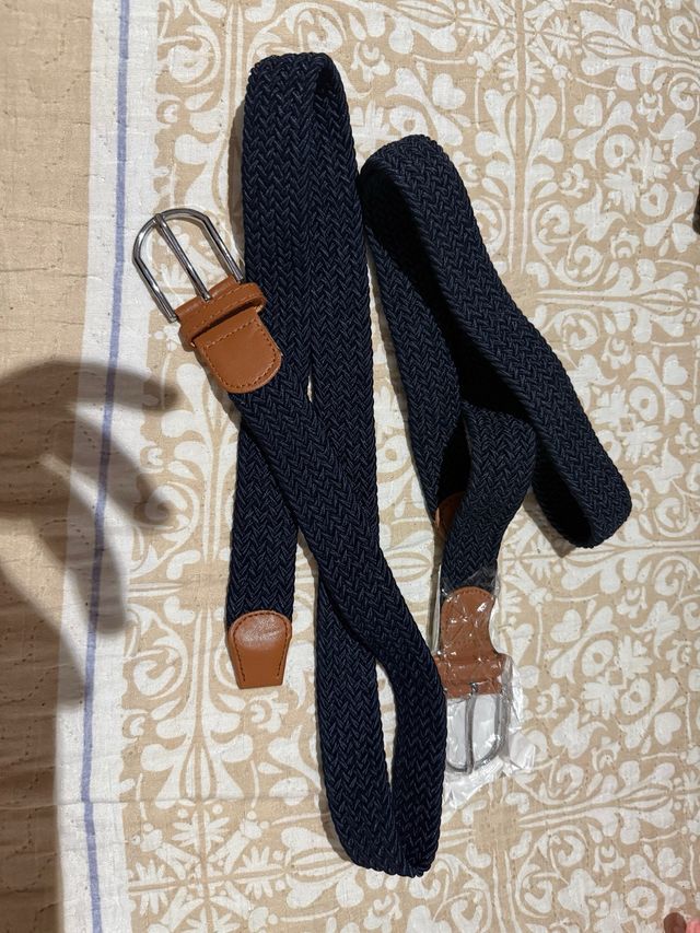 Cinturones elásticos tela - Azul, marrón