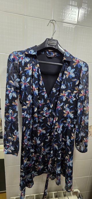 Vestido flores azul marino