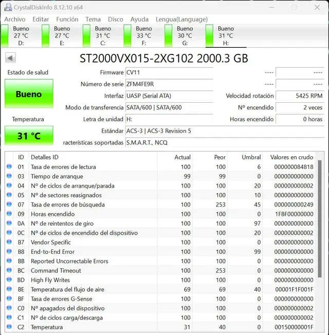 Disco Duro Seagate SkyHawk 2TB 3.5" #M4FE9R