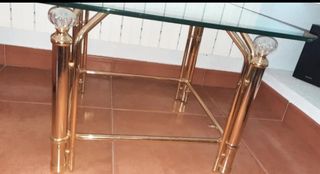 Mesa cristal dorada -  auxiliar 42cm× 60cm