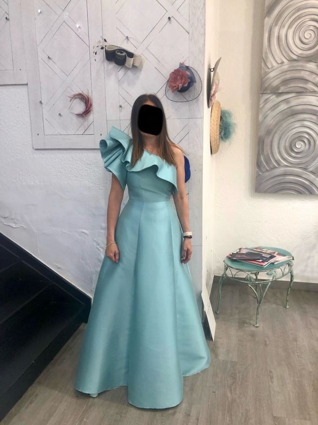 Vestido fiesta Esther Noriega - Teal usado una vez