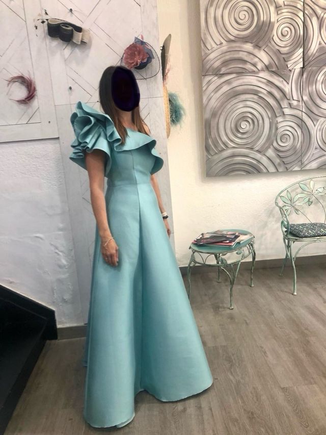Vestido fiesta Esther Noriega - Teal usado una vez