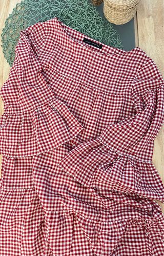 Vestido Zara cuadros rojo - M