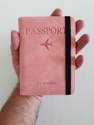 Cartera viaje pasaporte documentación [Rosa]