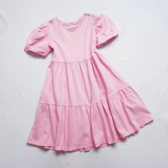 Vestido paneles y mangas algodón rosa talla 7