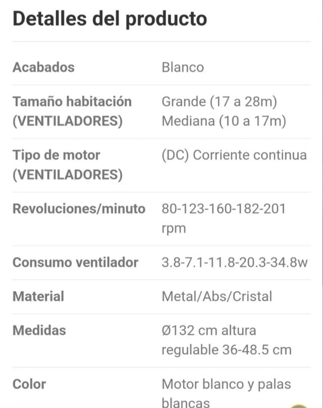 Ventilador de techo blanco - 3 aspas