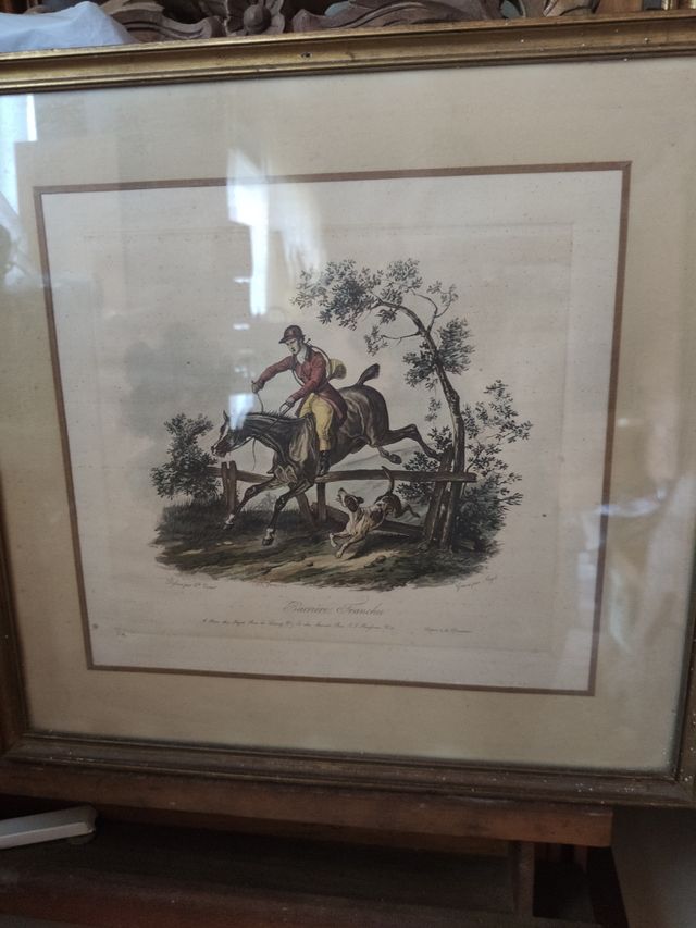 Antiguo Cuadro Caza a Caballo